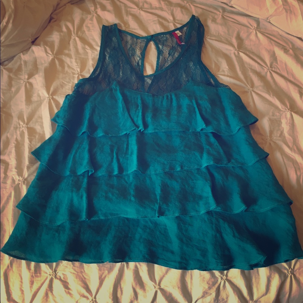 Picky Girl Tier Blouse. Worn once. Turquoise